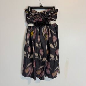 Vera Wang Lavender Silk Strapless Dress silk linen embellished belt floral SZ 4